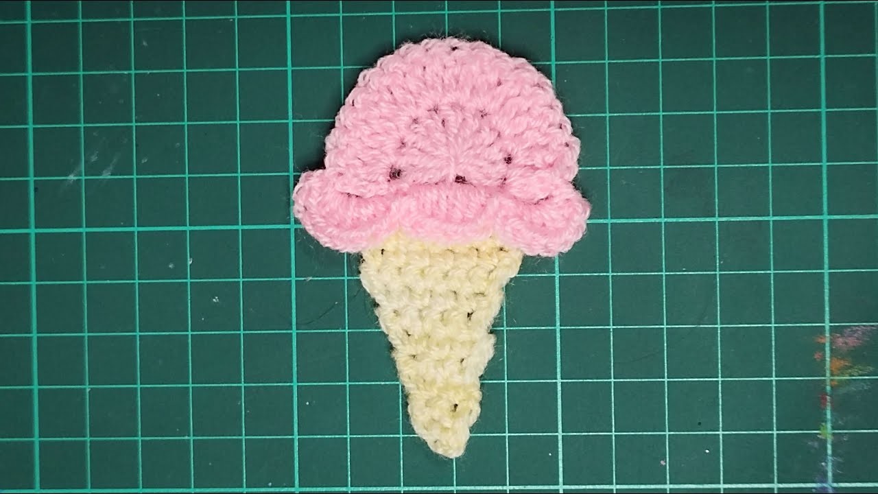 How to Crochet Ice Cream Cone Applique | Free Crochet Pattern of Ice Cream | Crochet Free Pattern