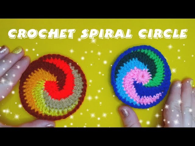 How to crochet seamless Spiral Circle. Crochet Spiral Coaster. Five Colors