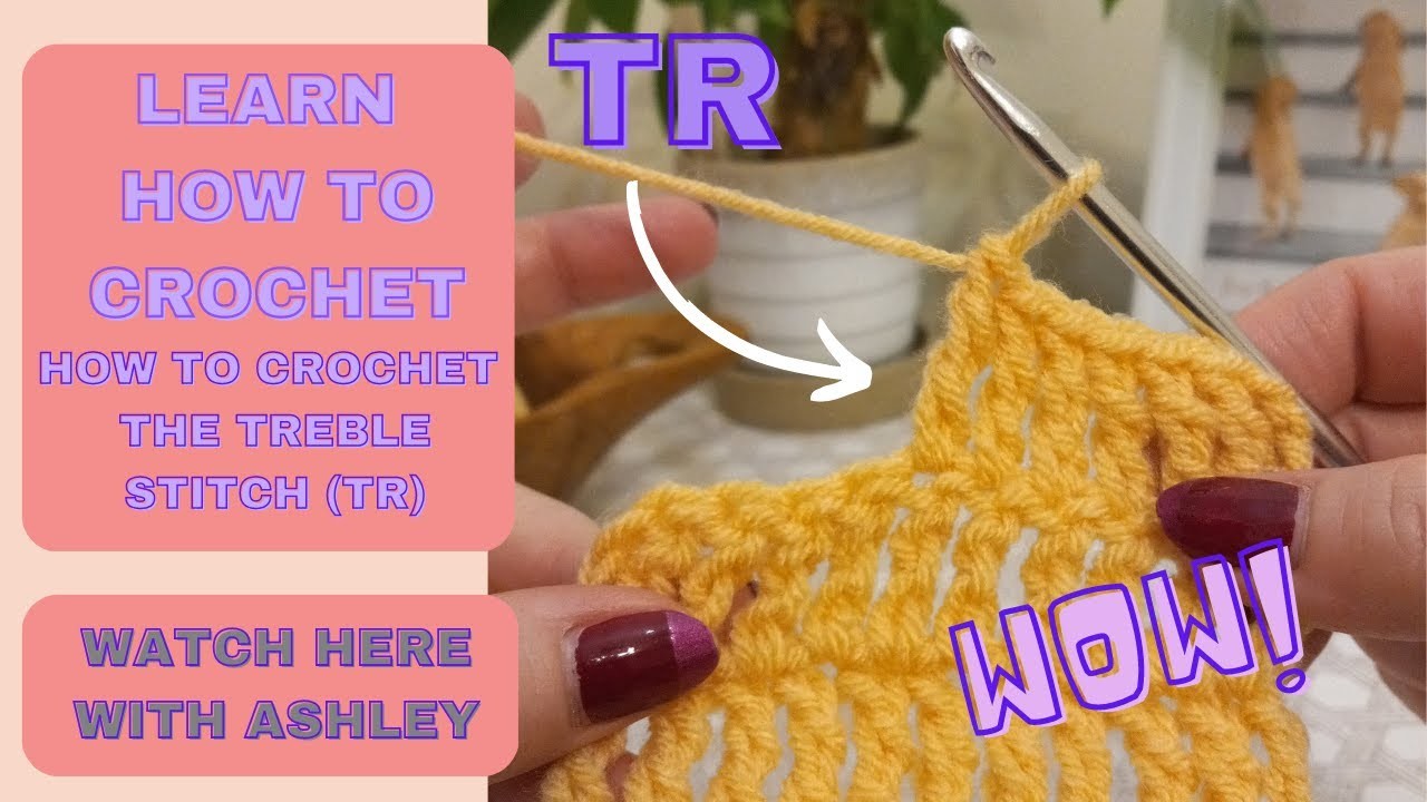 How to crochet the Treble stitch ( Tr.)#TREBLECROCHET