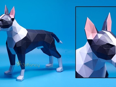 How to make papercraft bull terrier dog PDF Printable, SVG for Cricut Projects