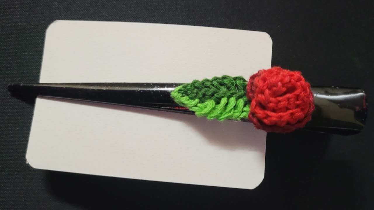 Learn how to decorate hair clip using crochet rose flower tutorial.