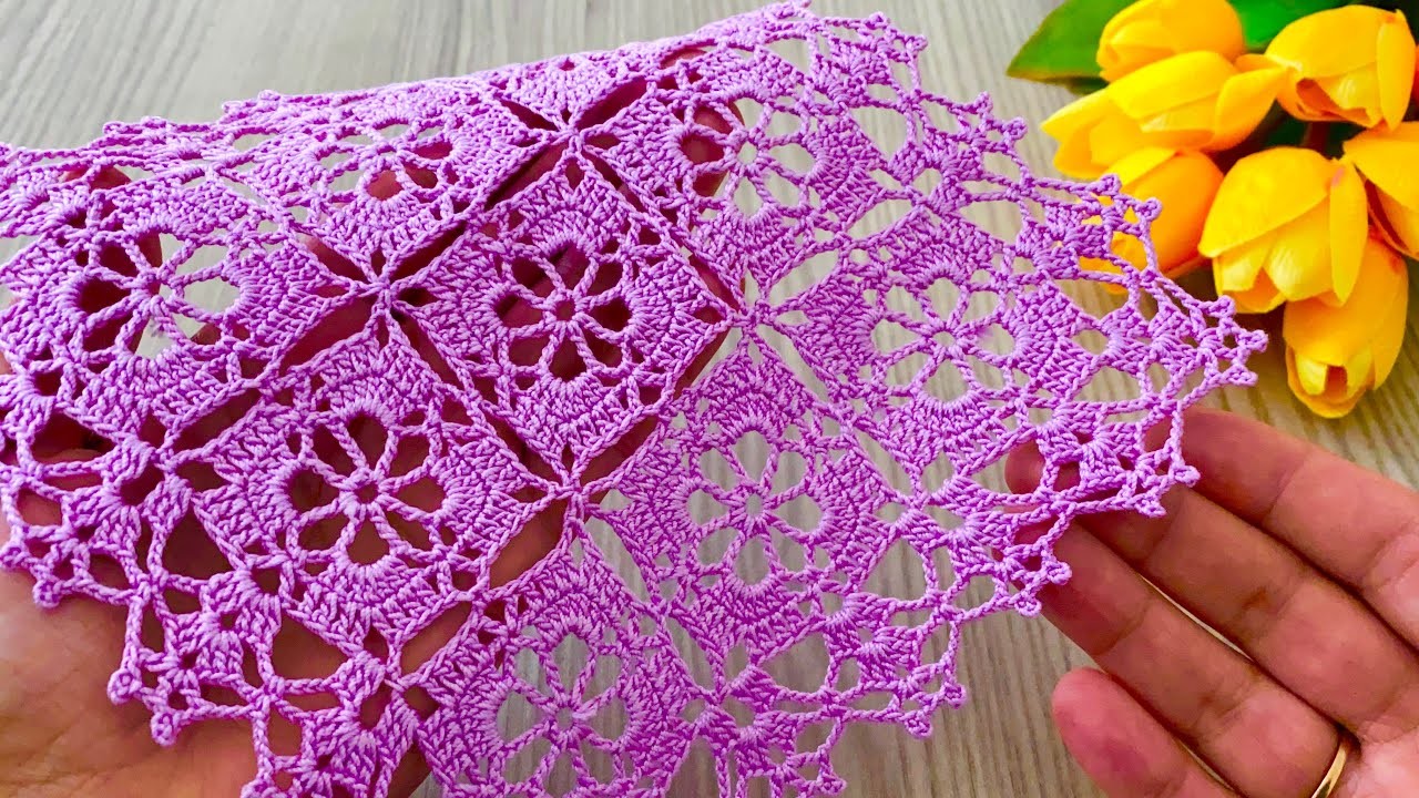 LILAC COLOURED Awesome Crochet Runner, Tablecloth, Shawl, Blouse Motif Pattern @crochetlovee