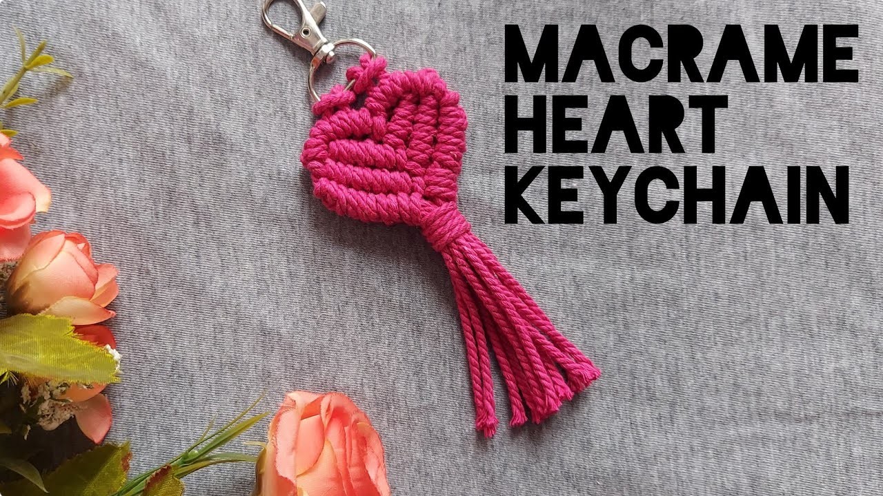 Macrame Heart Keychain Tutorial | DIY Macrame Keychain | Valentine's Day gift | Easy Macrame Heart