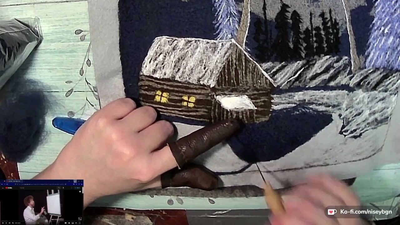 Painting with Wool: Needle Felting Along with Bob Ross Ep.4 Part 8