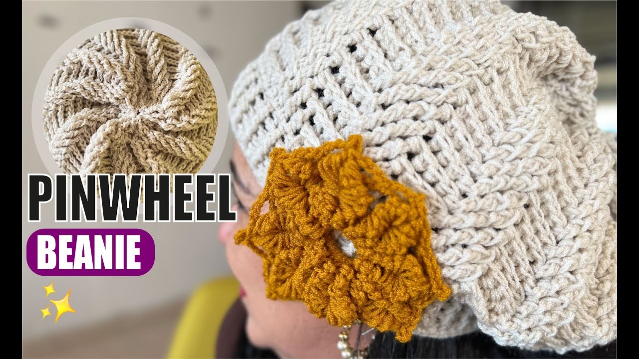 Pinwheel Beanie.Hat (how to crochet) - EASY AND FAST - BY LAURA CEPEDA