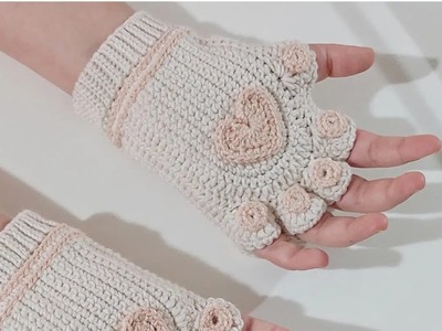Tığ işi, kedi patili örgü eldiven. crochet cute cat gloves.