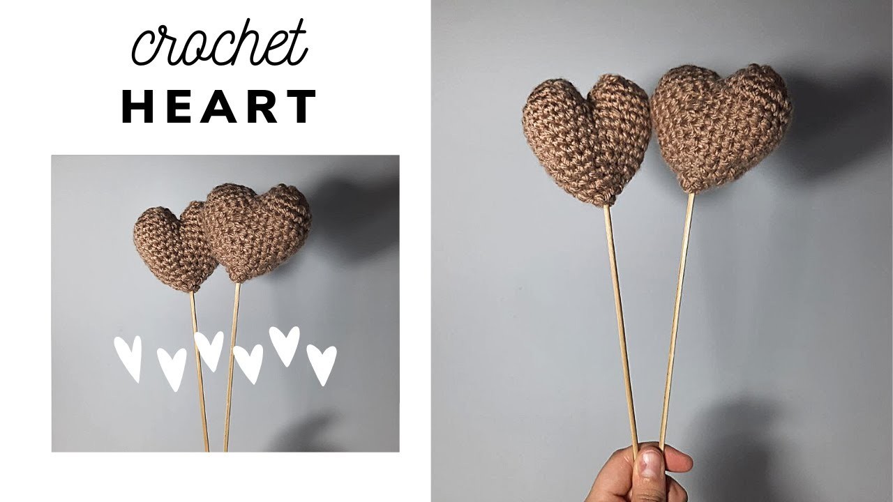 Valentine's Day crochet heart on a stick | How to crochet heart