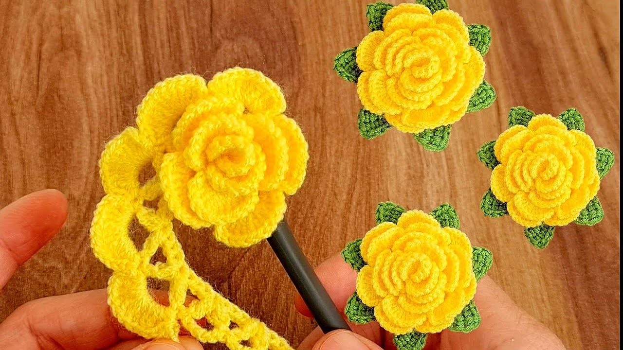 Very easy to make crochet knit rose making click and watch