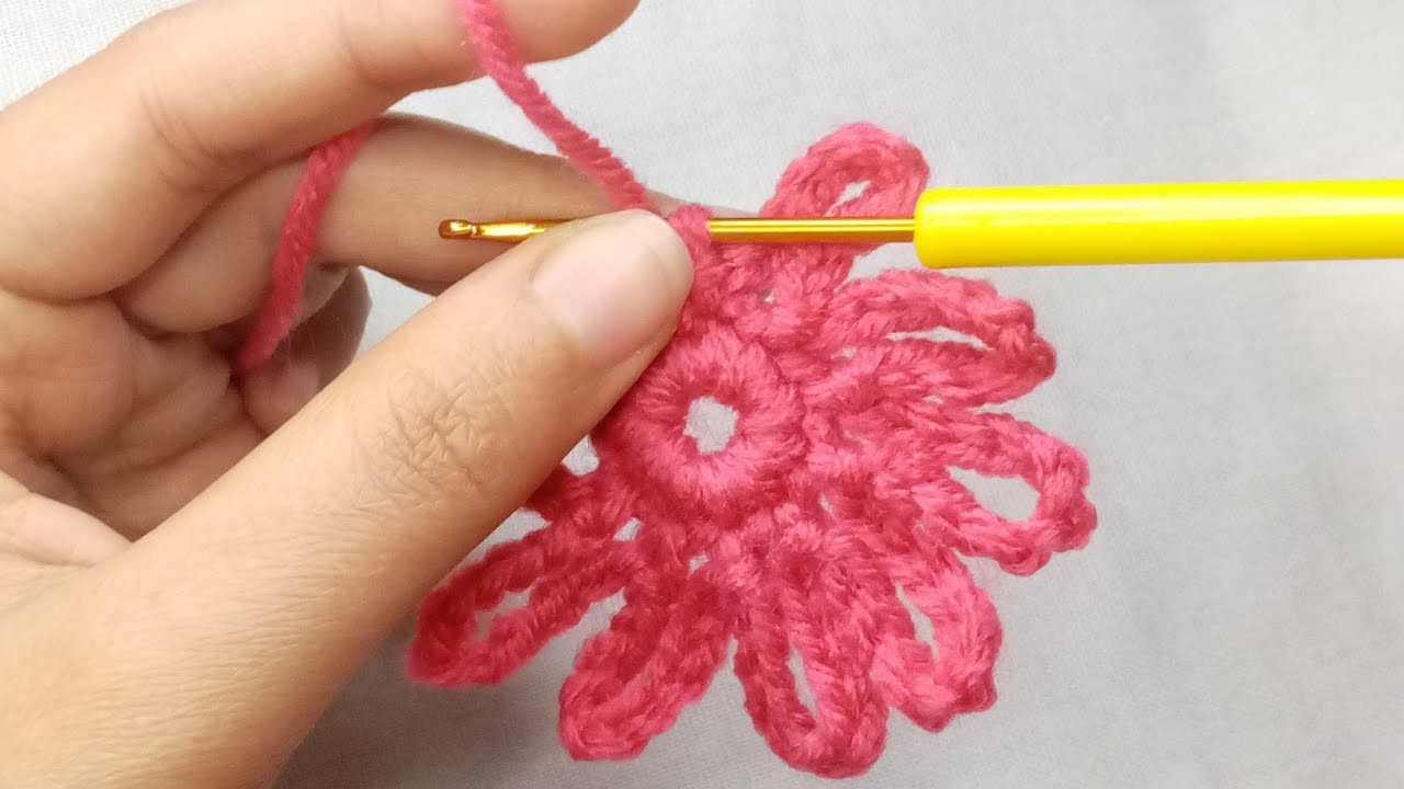Wow! Look what I crocheted! How to crochet flower. #knitting #easycrochet #crochettutorial