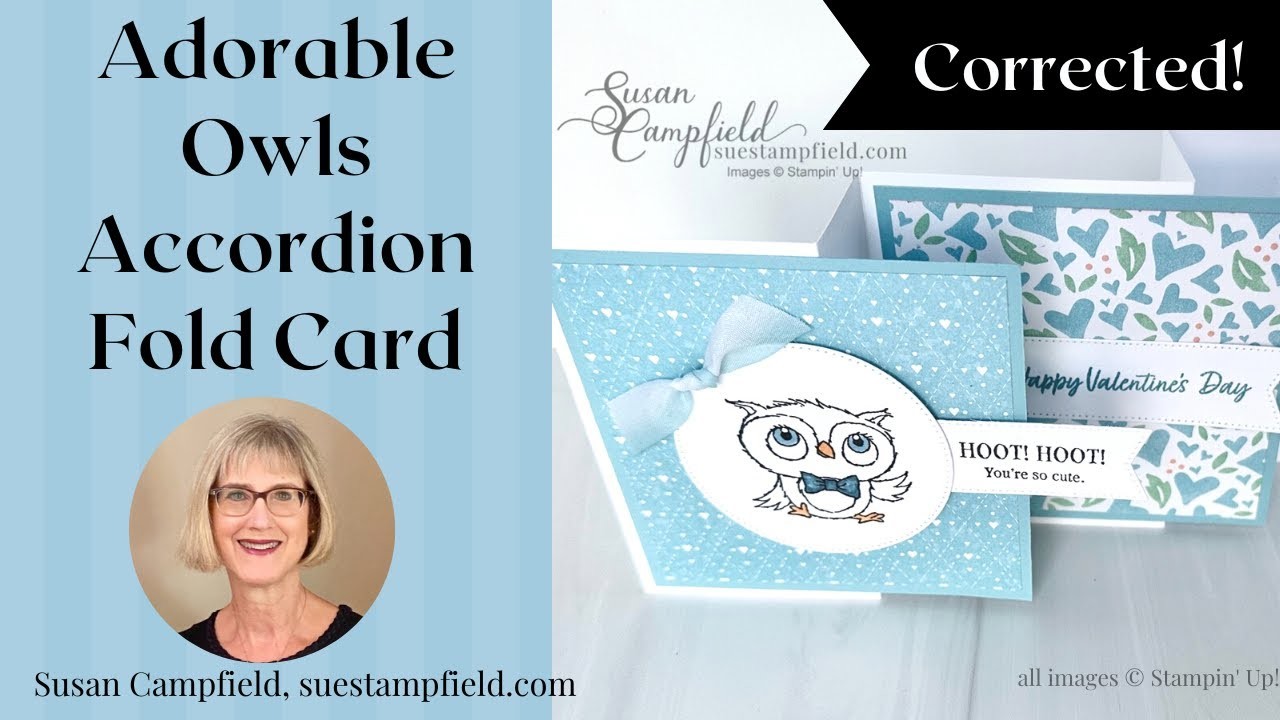 Adorable Owls Accordion Fold Card, Corrected Version