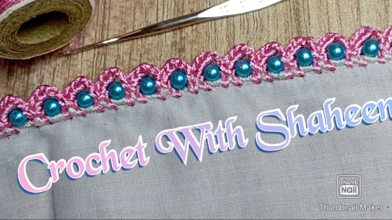 Crochet dupata lace design with beads. Crochet tutorial #147 by @crochetwithshaheen0786