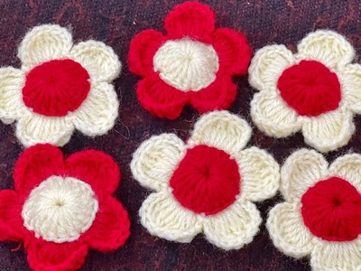 Crochet flower. red flowers. knitting flower. crochet flower tutorial. very easy crochet flower