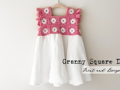 Daisy Granny Square Dress. Tig Isi Papatya Motif Elbise. Crochet Dress
