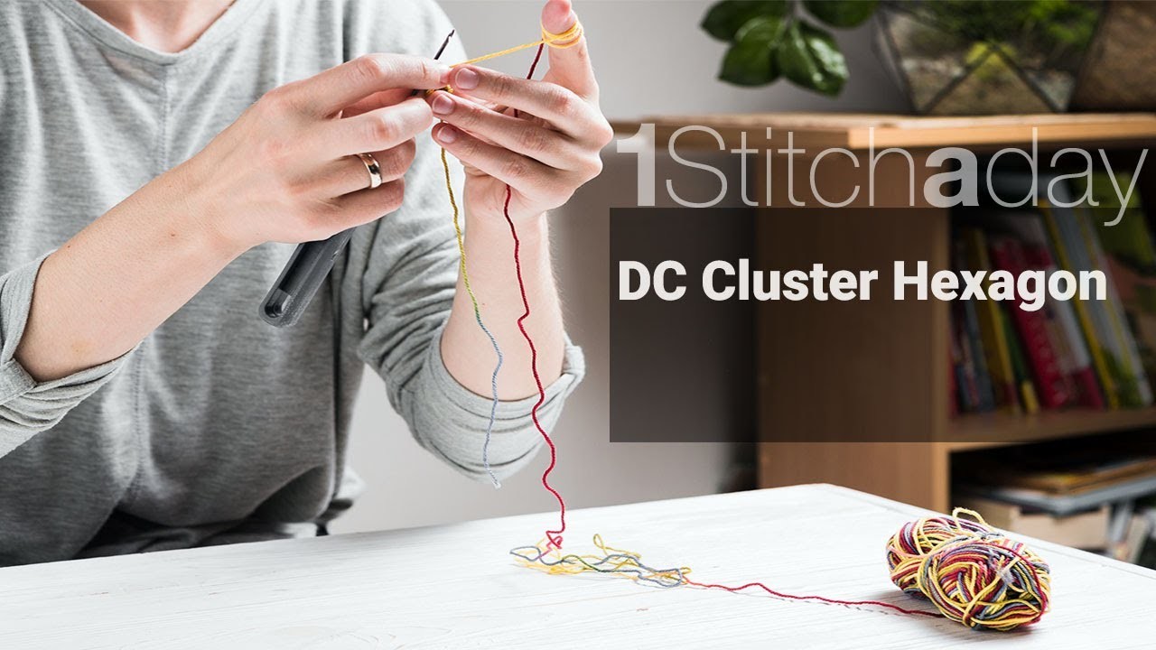 Dc Cluster Hexagon  -  Learn 1 crochet stitch a day