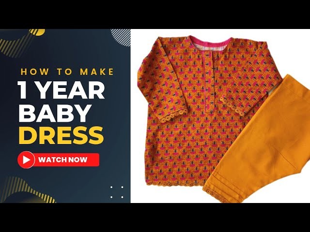 [DIY]✅1 year Baby Girl Shalwar kameez cutting and stitching.  Reuse waste fabric ????