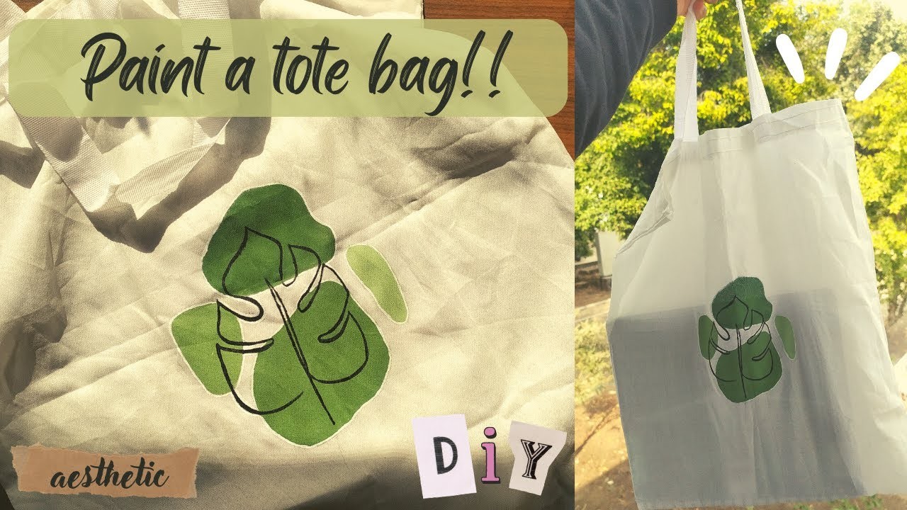 DIY tote bag painting | aesthetic acrylic painting