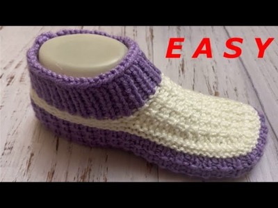 EASY KNITTED SLIPPERS. KNITTED SHOES (PART 1)