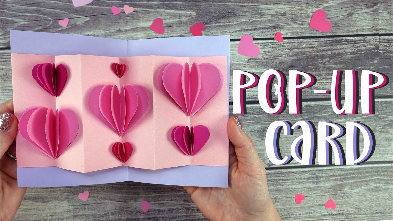 ???? EASY Pop-Up Card with 3D Hearts for Valentine's Day Greeting Card - Maremi Simple Craft