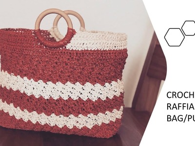 Easy raffia paper crochet purse.bag