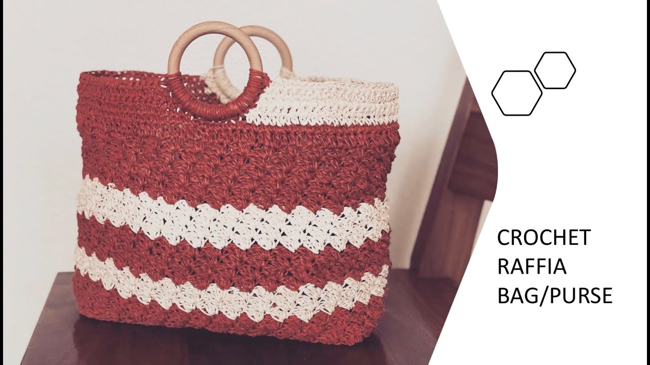 Easy raffia paper crochet purse.bag