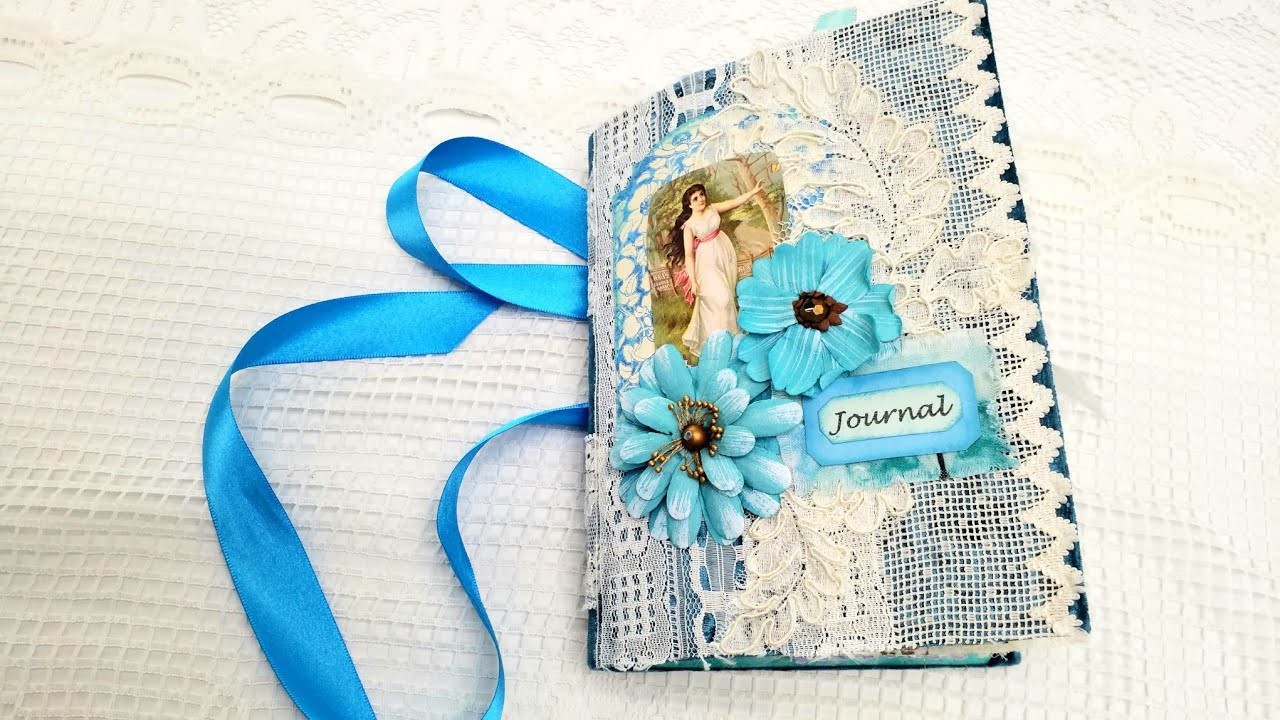 Finished Teal Velvet & Lace Junk Journal Flip Through - Chunky & Stuffed Full