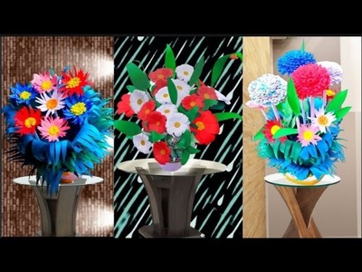 Handmade paper craft ideas.How to make paper flower Home decoration.Handmade paper flower bouquet