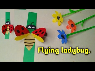 How to make flying ladybug with paper | easy paper craft | paper insect.