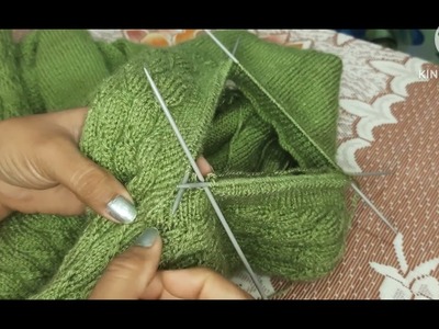 Knitting V-neck shape ( Double border )Sui se band hone wala neck @negi134