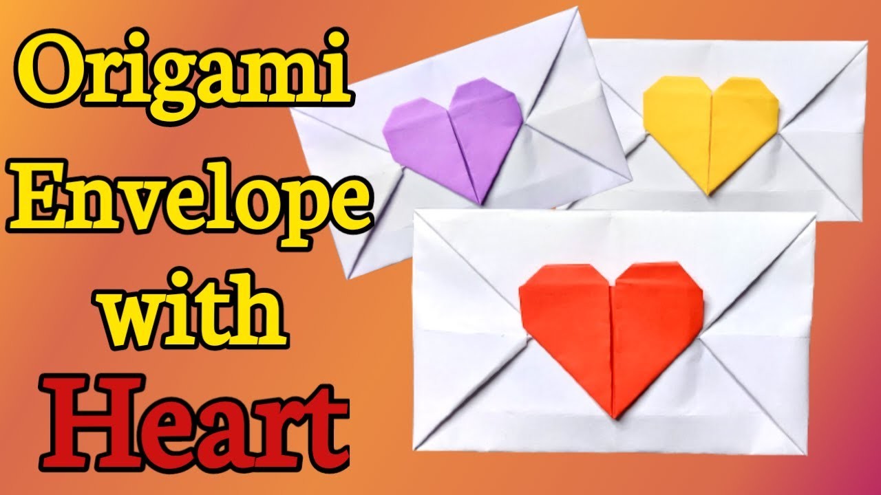 Origami envelope. Origami heart envelope. How to make paper envelope with heart