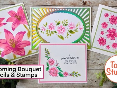 TONIC STUDIOS Blossoming Bouquet Stencils and Stamps