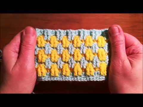 Windows stitch -  crochet blanket stitch tutorial - 2 colors pattern (Nr. 3)