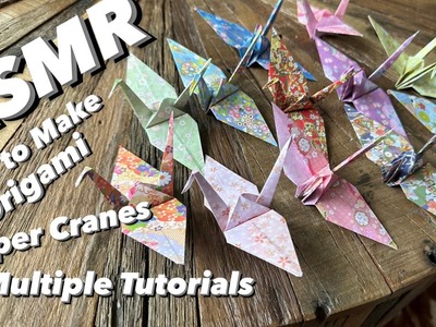 1 hour Asmr Paper Crinkles - How to Make Origami Paper Cranes Multiple Tutorials