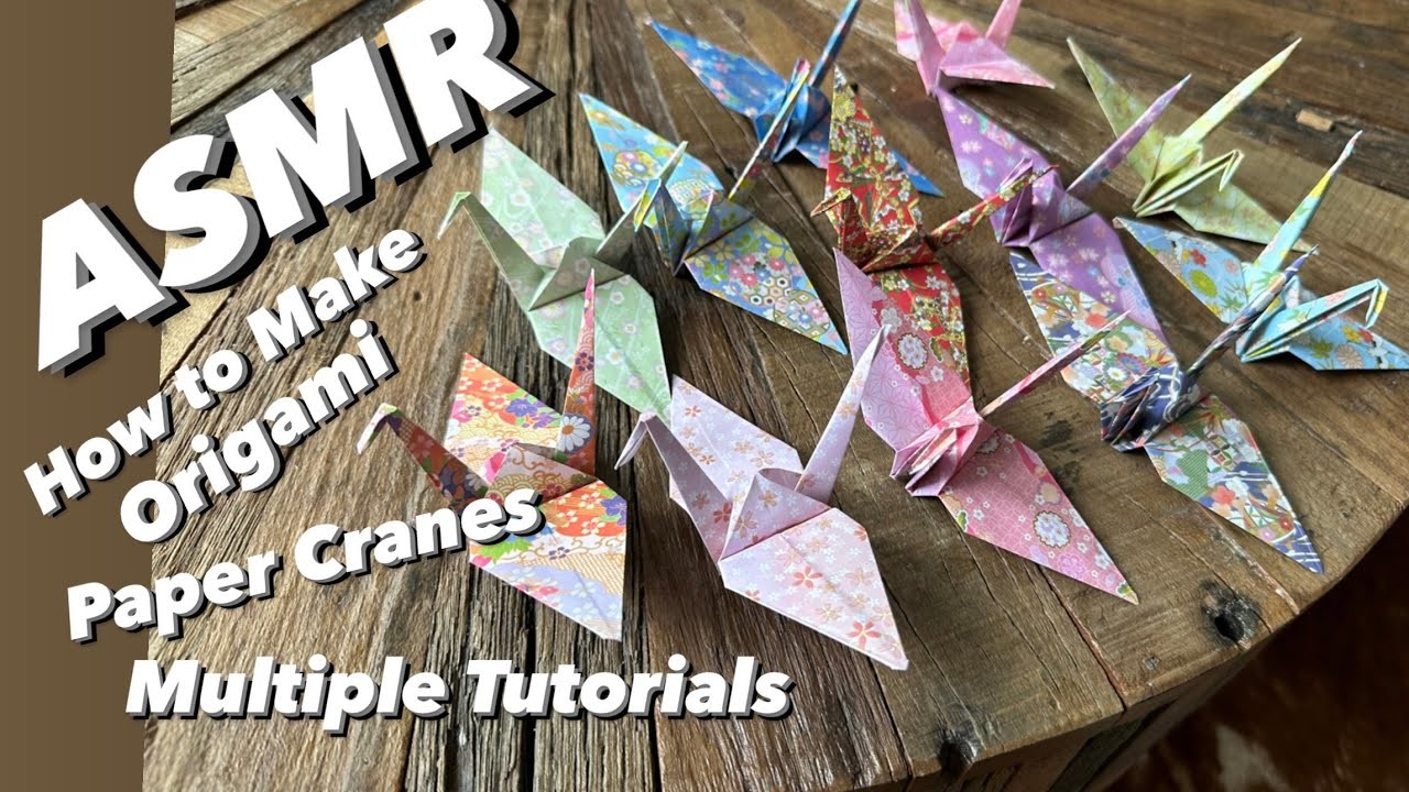 1 hour Asmr Paper Crinkles - How to Make Origami Paper Cranes Multiple Tutorials
