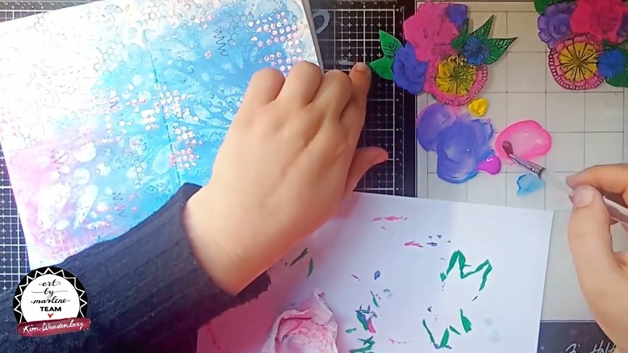 @ARTBYMARLENE Rainbow journalpage with acetate, heatembossing & acrylicpaint - mixed media