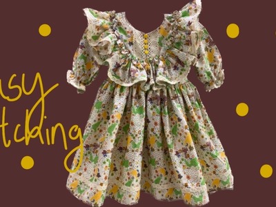 Baby Frock Easy Cutting and Stitching | Yoke with Frills.Ruffles | with Lining | 3-4 years old girl