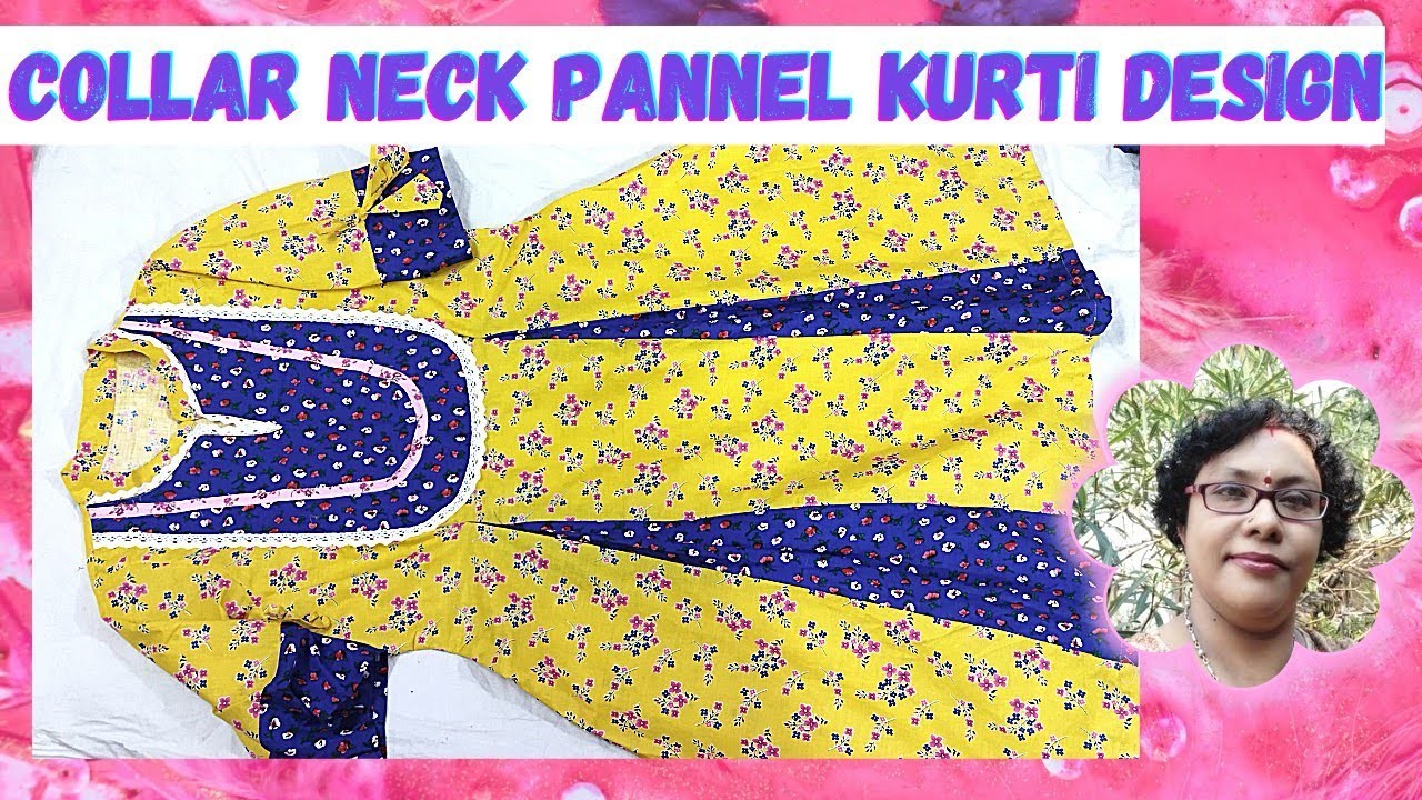 COLLAR NECK PANNEL KURTI DESIGN CUTTING  STITCHING #collarneckdesign #yokeneckdesign #placketdesign