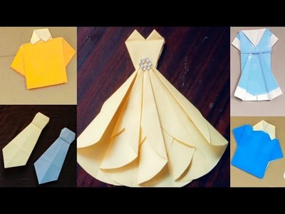 DIY Origami Paper Dress | Paper Frok Craft.Paper Shirt.Paper tie.DIY Paper Dress