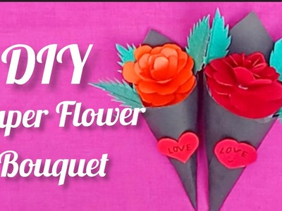 DIy Paper Flower BOUQUET at Home.How to make  easy flower bouquet. paper flower bouquet craft.