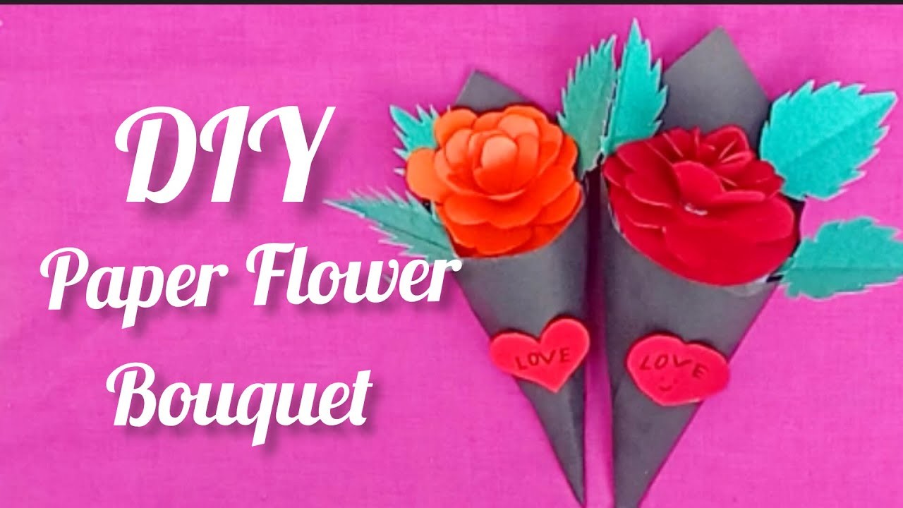 DIy Paper Flower BOUQUET at Home.How to make  easy flower bouquet. paper flower bouquet craft.