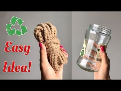 Easy Craft Idea with Glass Jar and Jute Rope | Acrylic Paint Craft DIY