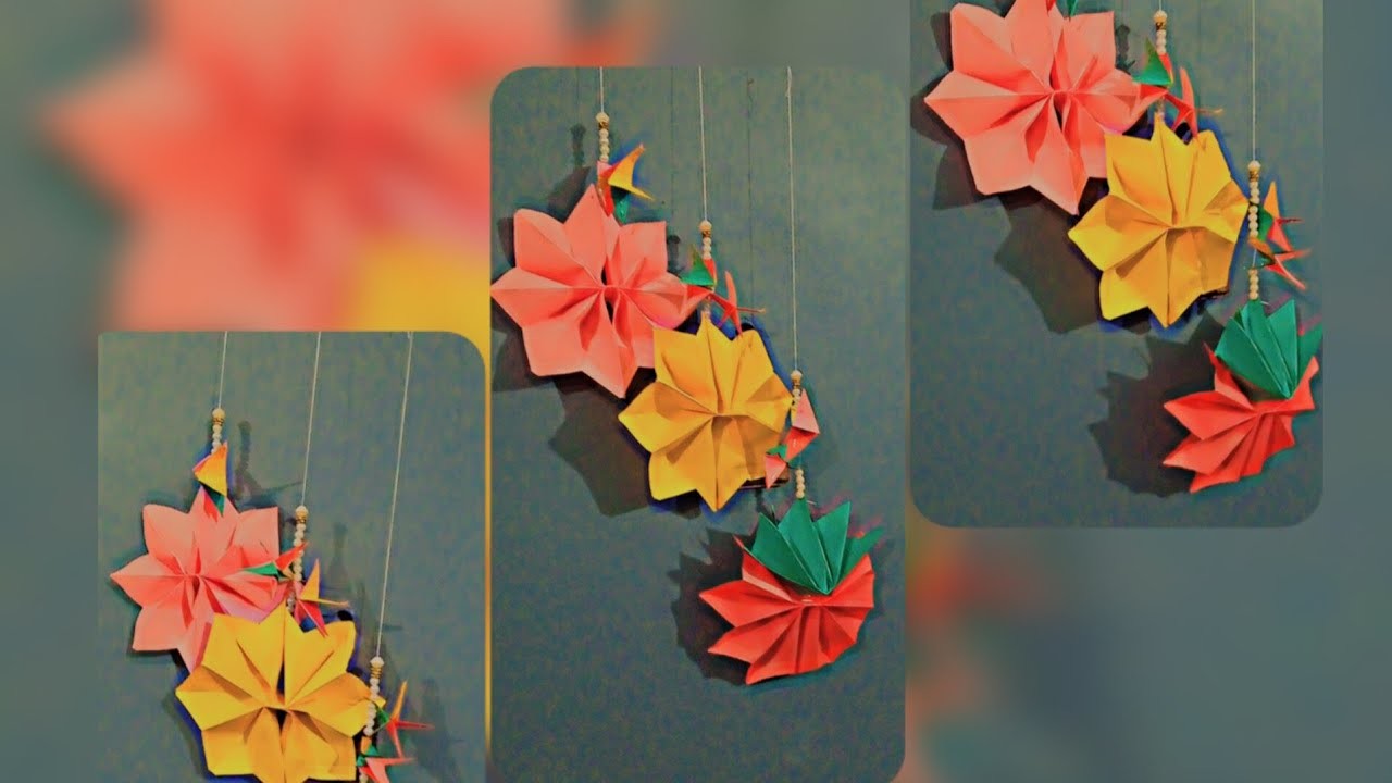 Easy Paper Wall Hanging Ideas.Flower Wall decor  .Room Decor DIY Crafts. .