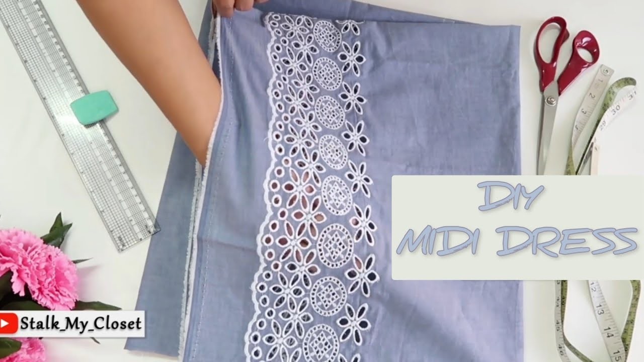 Elastic Waist Midi Dress || Easy Step by Step Cutting & Sewing Tutorial ||#mididress #stalkmycloset