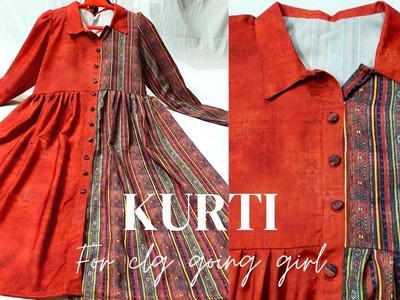 Front slit kurti cutting and stitching????.plated kurti cutting and stitching.kurti for clg going girl