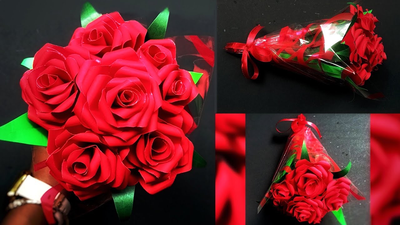 HOW TO MAKE  PAPER ROSE FLOWER ROSE FLOWER BOUQUET | ORIGAMI | DIY
