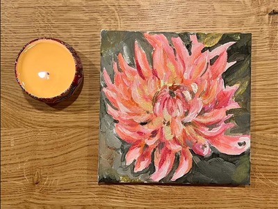 Pink Flower- Dahlias acrylic painting tutorial