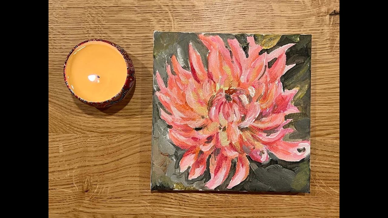 Pink Flower- Dahlias acrylic painting tutorial