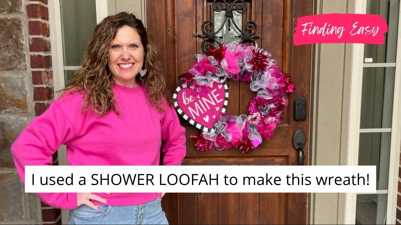 Valentine Wreath Made With A Shower Loofah?? Everything from the Dollar Tree