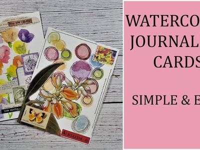 Watercolor Journaling Cards : Craft with Me using Watercolor Paint, Stamps & Small Bits of Ephemera
