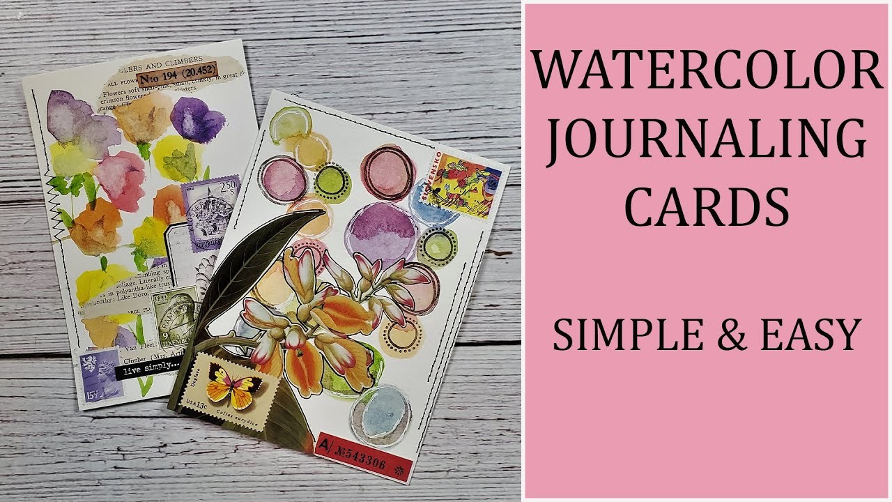Watercolor Journaling Cards : Craft with Me using Watercolor Paint, Stamps & Small Bits of Ephemera