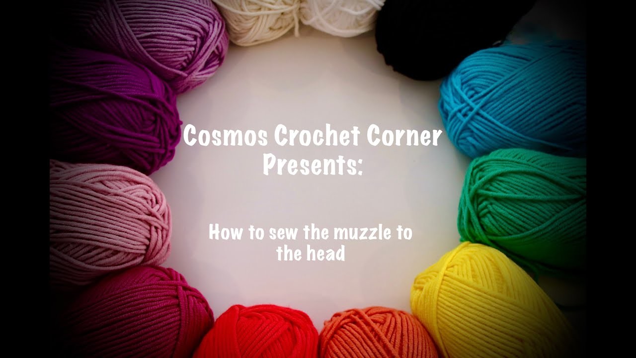 8.  How to sew a muzzle on with invisible stitches by Cosmos Crochet Corner